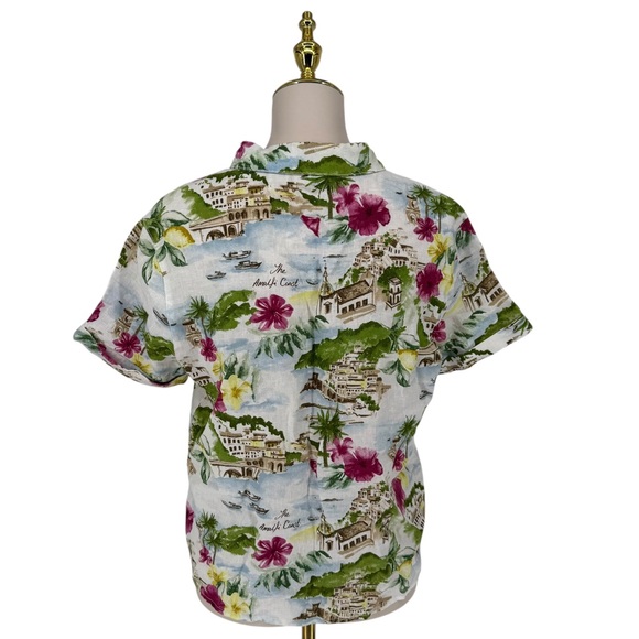 Cynthia Rowley Linen Amalfi Coast Button Down Camp Shirt Sz S EUC Vacation Soft - Picture 10 of 12